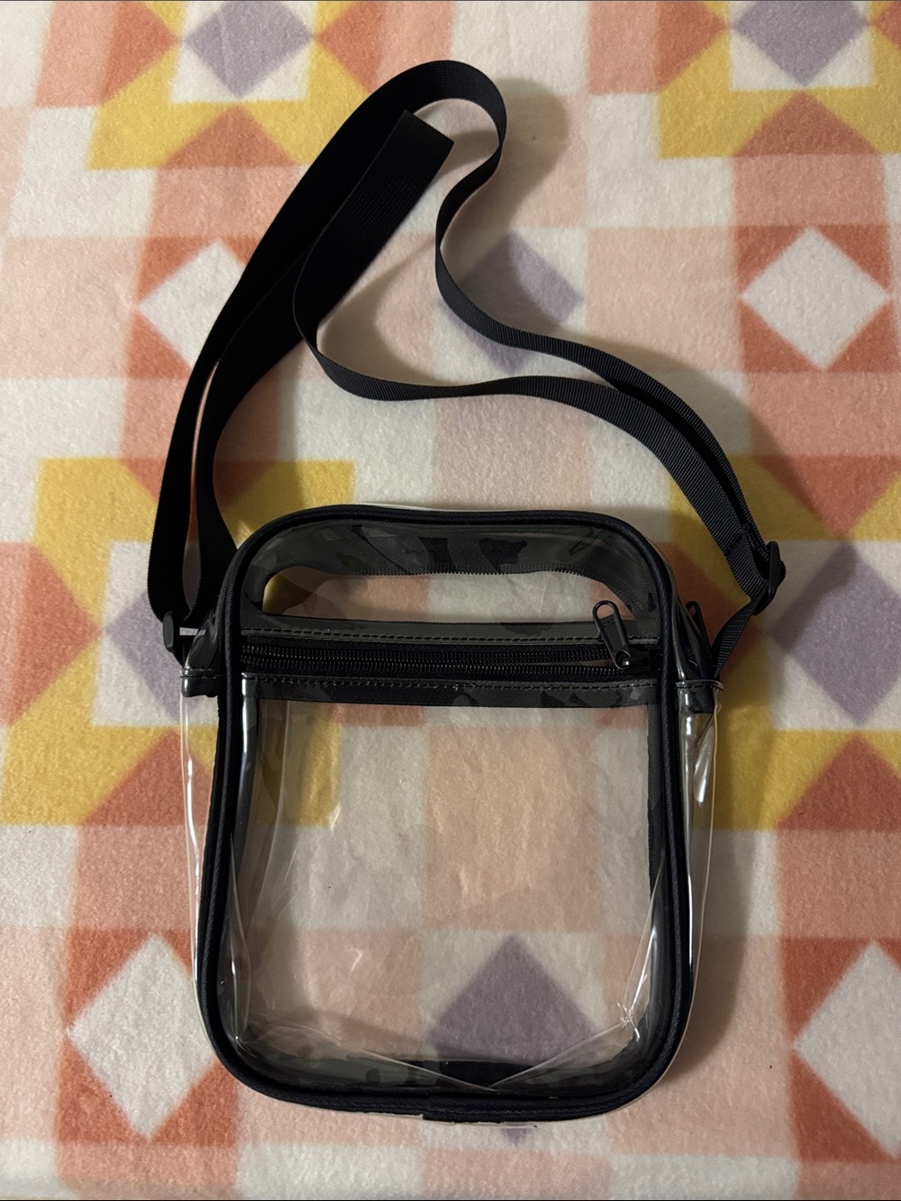 Clear Black Trim Crossbody Bag with Adjustable Strap